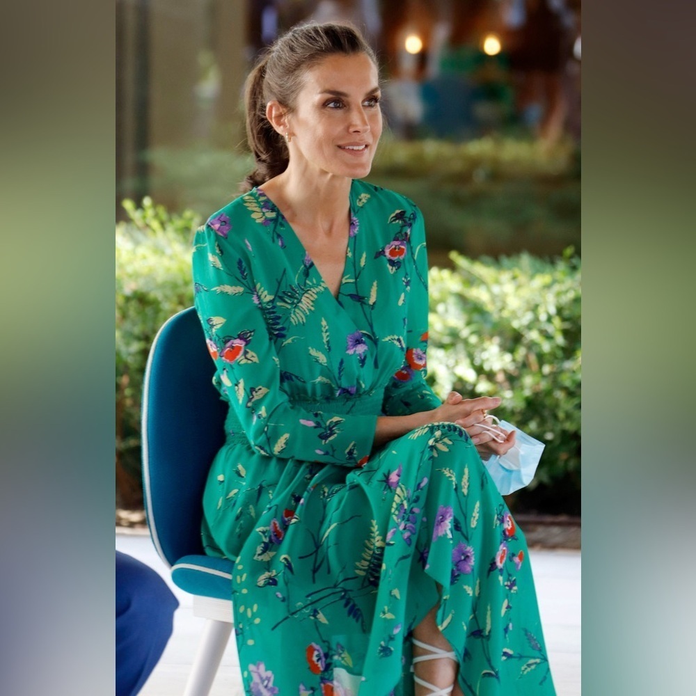 Maje Rayema Green Long Sleeves Midi Dress, Size 4